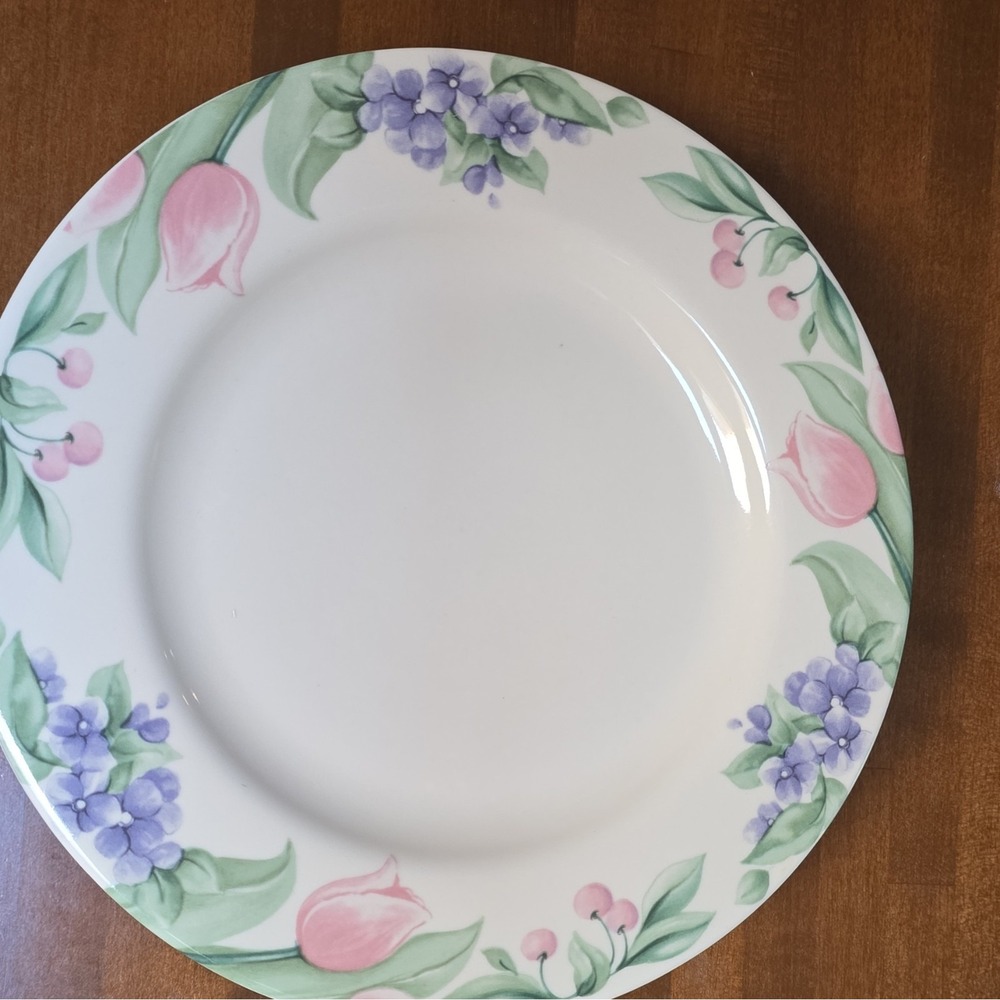 5 Vintage Pfaltzgraff Ceramic Dinner Plates, Garden Party Pattern